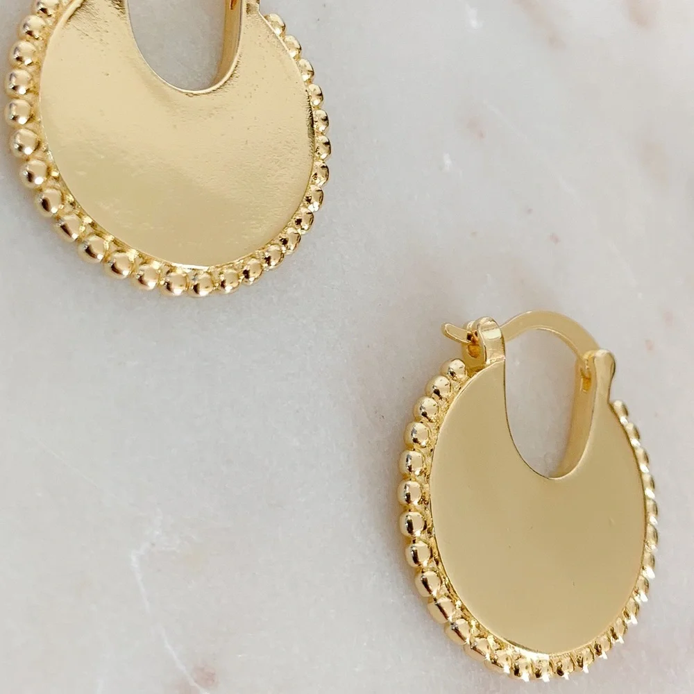 Small Statement Fan Earrings | 24k Gold Plated - Picture 4 of 7